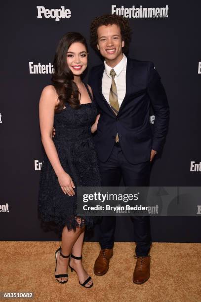 Auli'i Cravalho and Damon J. Gillespie of Rise attend the Entertainment Weekly and PEOPLE Upfronts party presented by Netflix and Terra Chips at...