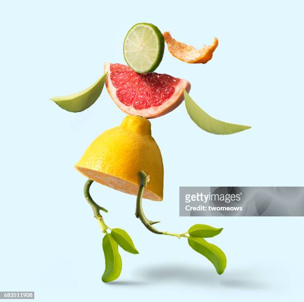 Running women's figure form by citrus fruit slice.