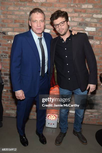 Holt McCallany and Francois Arnaud attend the Entertainment Weekly and PEOPLE Upfronts party presented by Netflix and Terra Chips at Second Floor on...