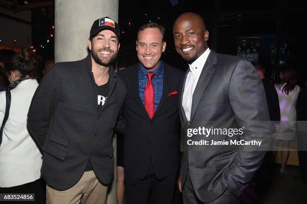 Zackary Levi, Matt Iseman and Akbar Gbajabiamila attend the Entertainment Weekly and PEOPLE Upfronts party presented by Netflix and Terra Chips at...