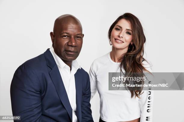 Dennis Haysbert and Sarah Shahi of "Reverie" pose for a photo during NBCUniversal Upfront Events - Season 2017 Portraits Session at Ritz Carlton...