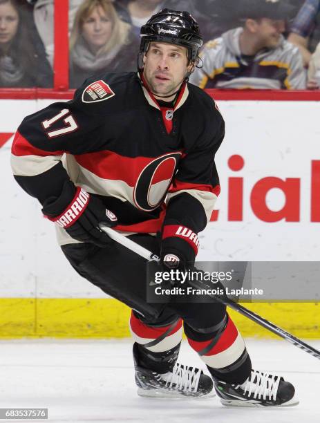 David Legwand of the Ottawa Senators plays in the game against the Nashville Predators at Canadian Tire Centre on November 20, 2014 in Ottawa,...