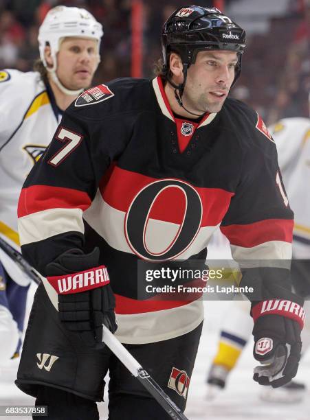 David Legwand of the Ottawa Senators plays in the game against the Nashville Predators at Canadian Tire Centre on November 20, 2014 in Ottawa,...