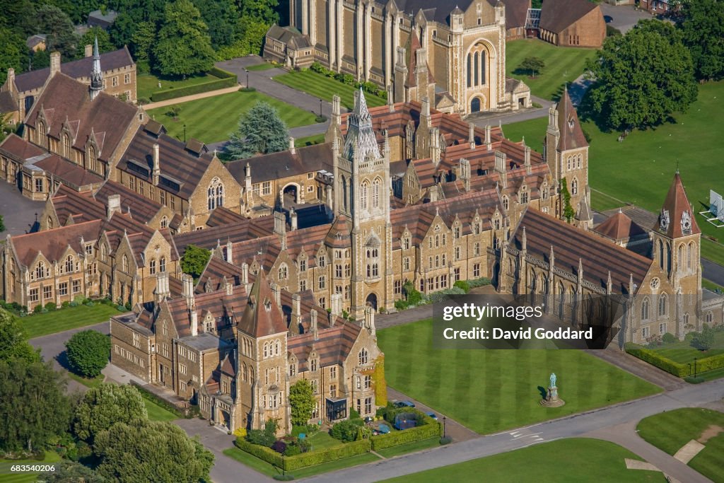 SURREY. ENGLAND. JUNE 02. Aerial view of the 400 year old independent