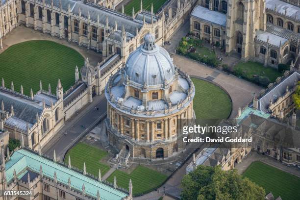 Aerial photograph of The Radcliffe Camera building, part of the Oxford university on September 03, 2007. This neo-classical style building was built...