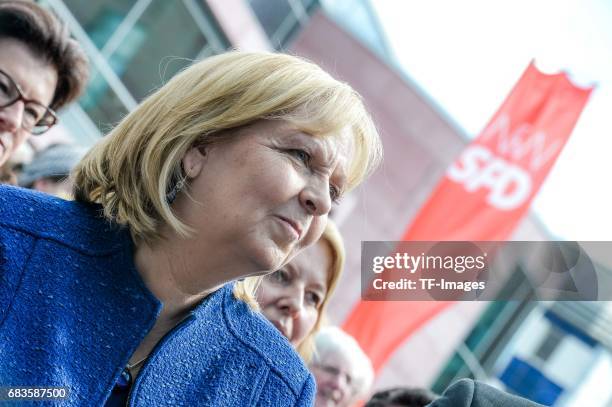 German Social Democrats lead candidate Hannelore Kraft looks on at the final SPD campaign rally in state elections in North Rhine-Westphalia on May...