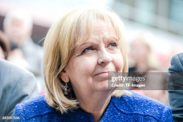 German Social Democrats lead candidate Hannelore Kraft looks on at the final SPD campaign rally in state elections in North Rhine-Westphalia on May...