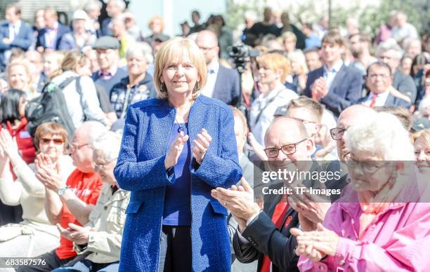 German Social Democrats lead candidate Hannelore Kraft looks on at the final SPD campaign rally in state elections in North Rhine-Westphalia on May...