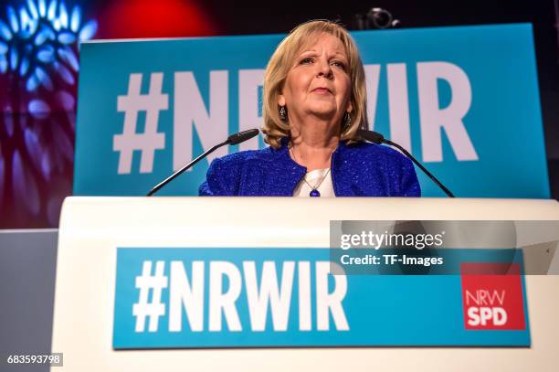 Hannelore Kraft, lead candidate of the German Social Democrats , speaks to supporters after the CDU won the North Rhine-Westphalia state election on...