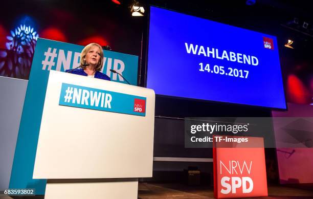 Hannelore Kraft, lead candidate of the German Social Democrats , speaks to supporters after the CDU won the North Rhine-Westphalia state election on...