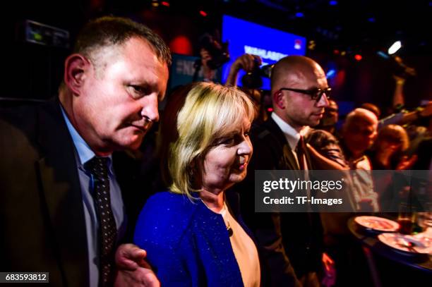 Hannelore Kraft, lead candidate of the German Social Democrats , speaks to supporters after the CDU won the North Rhine-Westphalia state election on...