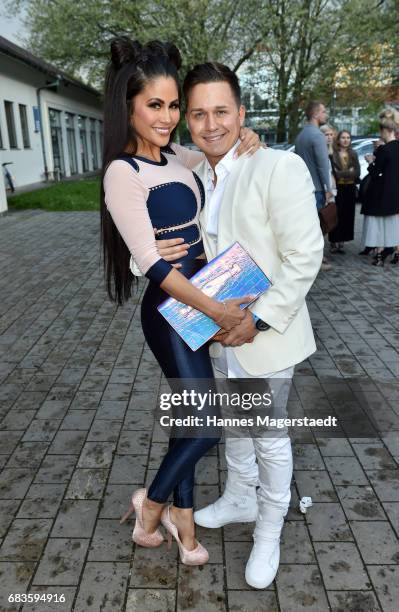 Playmate Mia Gray and her husband Oliver Kobs during the Secret Fashion Show at Alte Kongresshalle on May 15, 2017 in Munich, Germany.