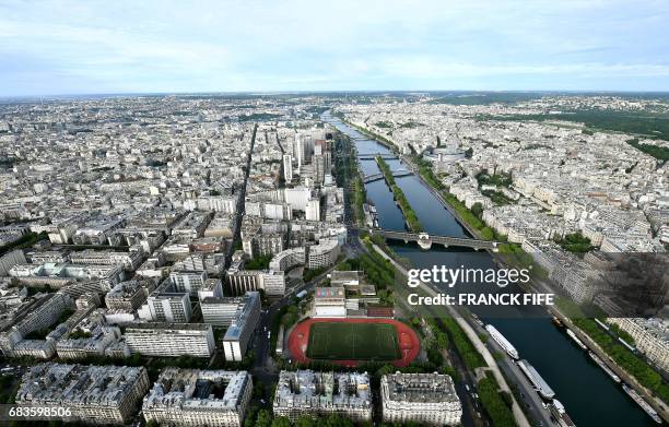 Picture taken on May 16, 2017 shows the proposed venues for open-water swimming, triathlon, marathon and road cycling, beach volleyball and archery...