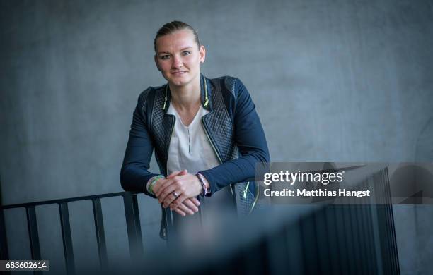 Alexandra Popp of Germany poses for a portrait during the DFB Ladies Marketing Day at Commerzbank Arena on April 3, 2017 in Frankfurt am Main,...