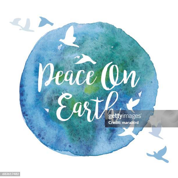 peace on earth watercolor paint circle - symbols of peace stock illustrations