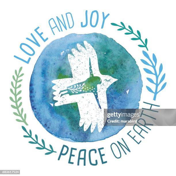 ilustraciones, imágenes clip art, dibujos animados e iconos de stock de amor y paz de la alegría en la tierra - peace sign