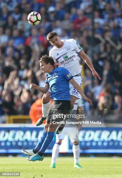 Bruges , Belgium / Club Brugge v Rsc Anderlecht / Jelle VOSSEN - Leander DENDONCKER - Jupiler Pro League Play-Off 1 Matchday 8 at the Jan Breydel...