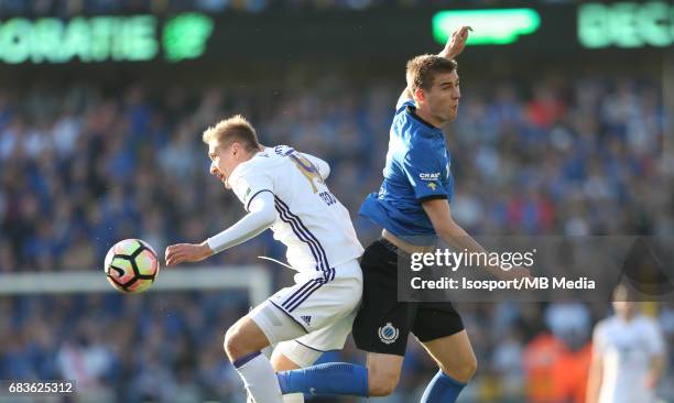 Bruges , Belgium / Club Brugge v Rsc Anderlecht / Lukasz TEODORCZYK - Bjorn ENGELS - Jupiler Pro League Play-Off 1 Matchday 8 at the Jan Breydel...