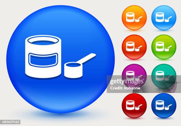 baby formula icon on shiny color circle buttons - milk powder stock illustrations