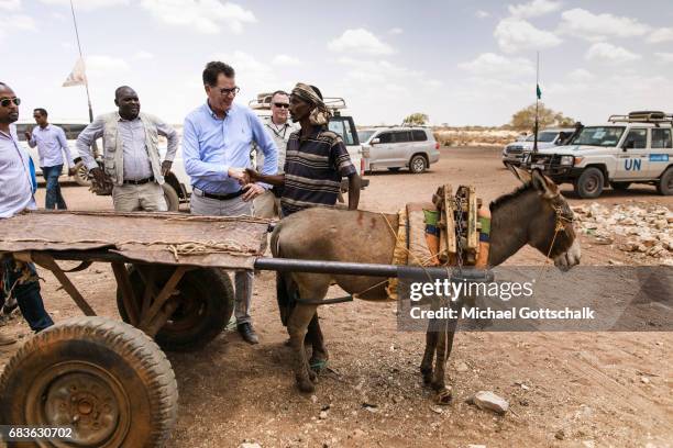Waaf Dhuung, Ethiopia Gerd Mueller, CSU, Federal Minister for Development, visits a village in the Somali region of Ethiopia, where Pastorale settled...