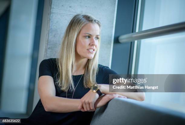 Lena Petermann of Germany poses for a portrait during the DFB Ladies Marketing Day at Commerzbank Arena on April 3, 2017 in Frankfurt am Main,...