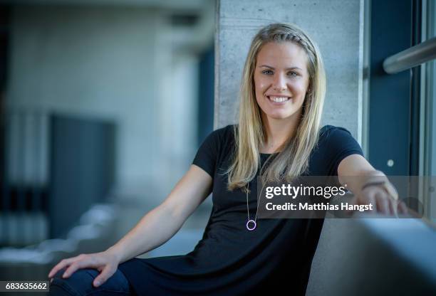 Lena Petermann of Germany poses for a portrait during the DFB Ladies Marketing Day at Commerzbank Arena on April 3, 2017 in Frankfurt am Main,...