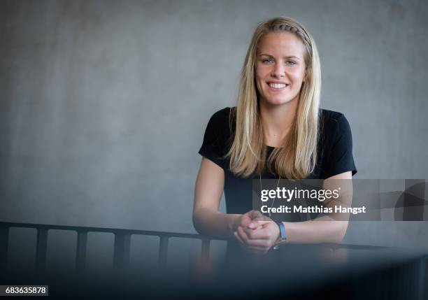 Lena Petermann of Germany poses for a portrait during the DFB Ladies Marketing Day at Commerzbank Arena on April 3, 2017 in Frankfurt am Main,...