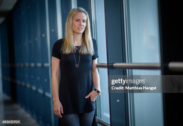 Lena Petermann of Germany poses for a portrait during the DFB Ladies Marketing Day at Commerzbank Arena on April 3, 2017 in Frankfurt am Main,...