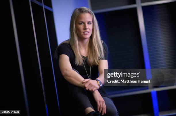 Lena Petermann of Germany poses for a portrait during the DFB Ladies Marketing Day at Commerzbank Arena on April 3, 2017 in Frankfurt am Main,...