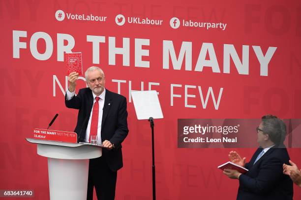 Leader of the Labour Party Jeremy Corbyn launches the Labour Party Election Manifesto, at Bradford University on May 16, 2017 in Bradford, England....