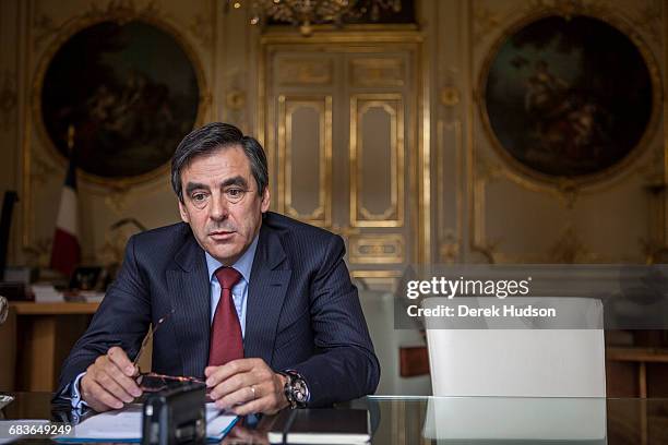 November 4th 2009: French Prime minister François Fillon photographed in his office as he gave an interview to journalists from 'Le Monde' in...