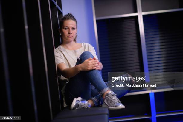 Melanie Leupolz of Germany poses for a portrait during the DFB Ladies Marketing Day at Commerzbank Arena on April 3, 2017 in Frankfurt am Main,...