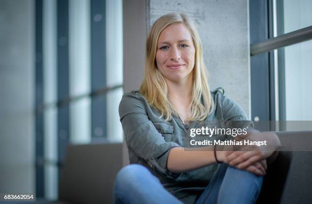 Pauline Bremer of Germany poses for a portrait during the DFB Ladies Marketing Day at Commerzbank Arena on April 4, 2017 in Frankfurt am Main,...