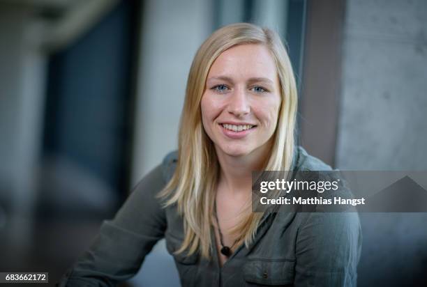 Pauline Bremer of Germany poses for a portrait during the DFB Ladies Marketing Day at Commerzbank Arena on April 4, 2017 in Frankfurt am Main,...