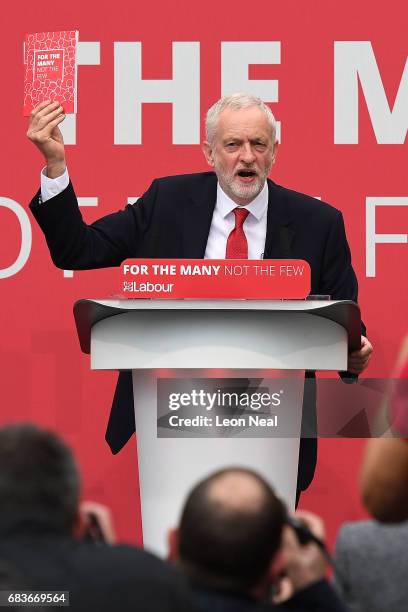 Leader of the Labour Party Jeremy Corbyn launches the Labour Party Election Manifesto, at Bradford University on May 16, 2017 in Bradford, England....