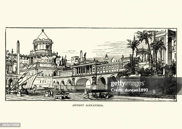 view of ancient alexandria - alexandria stock illustrations