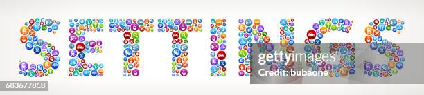 settings future and futuristic technology vector buttons - alien head stock illustrations