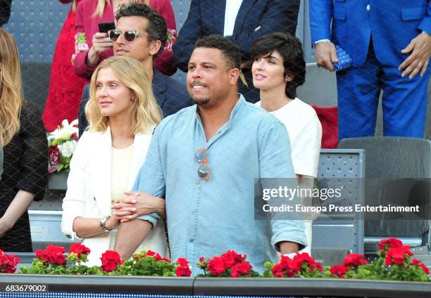 Ronaldo Nazario and Celina Locks attend Mutua Madrid Open tennis at La Caja Magica on May 14, 2017 in Madrid, Spain.