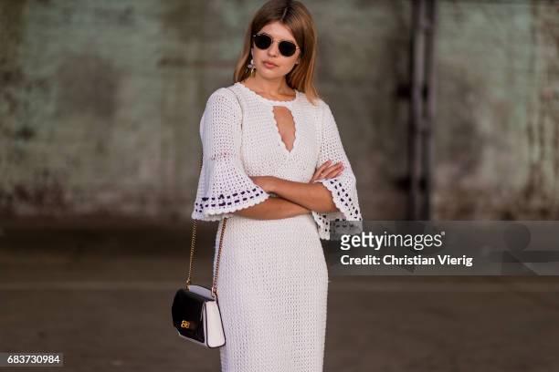 Talisa Sutton wearing a white dress, heels at day 3 during Mercedes-Benz Fashion Week Resort 18 Collections at Carriageworks on May 16, 2017 in...