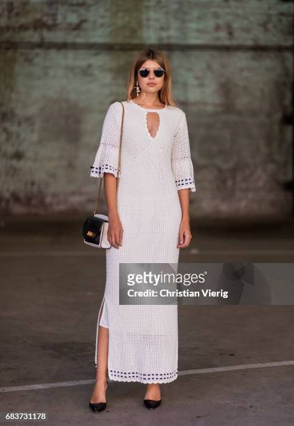 Talisa Sutton wearing a white dress, heels at day 3 during Mercedes-Benz Fashion Week Resort 18 Collections at Carriageworks on May 16, 2017 in...