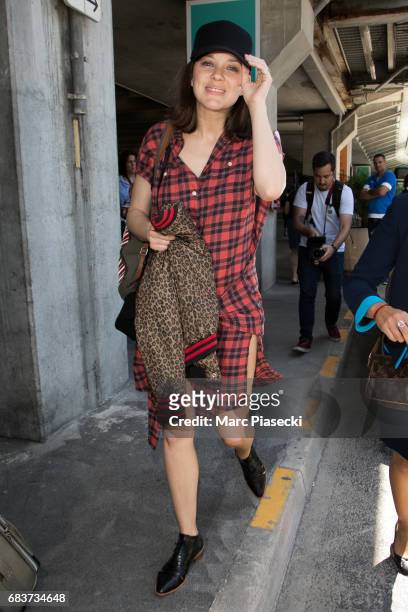 Actress Marion Cotillard arrives at Nice airport ahead of the 70th annual Cannes Film Festival at on May 16, 2017 in Cannes, France.