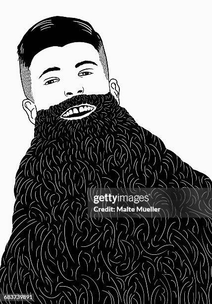 illustrazioni stock, clip art, cartoni animati e icone di tendenza di illustration of man with long beard against white background - stile di capelli