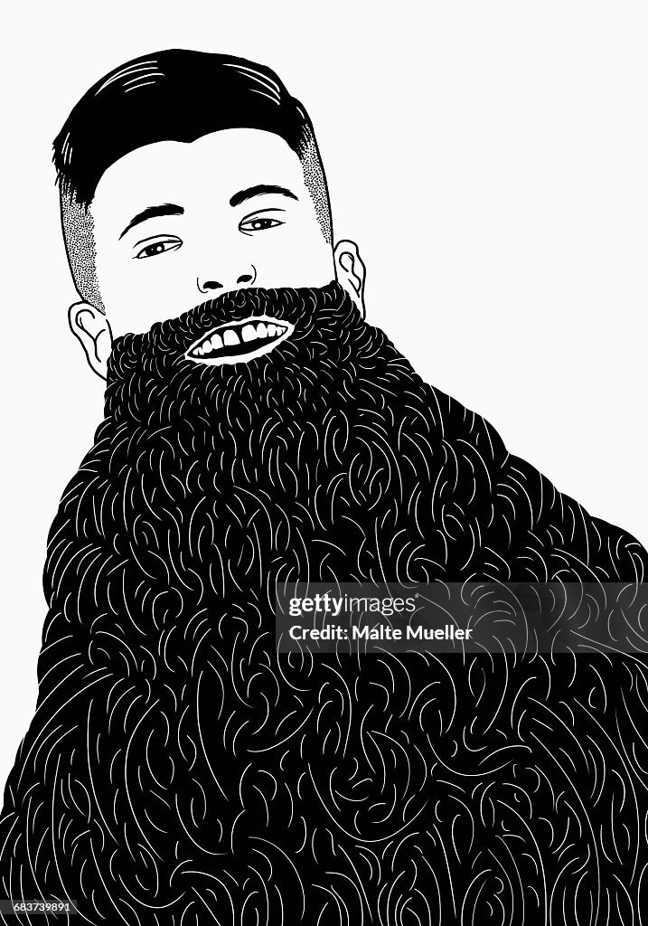 Illustration of man with long beard against white background