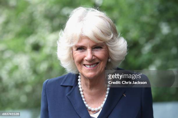 Camilla, Duchess of Cornwall visits Maggie's Oxford to see how the Centre supports people with cancer on May 16, 2017 in Oxford, England. During her...