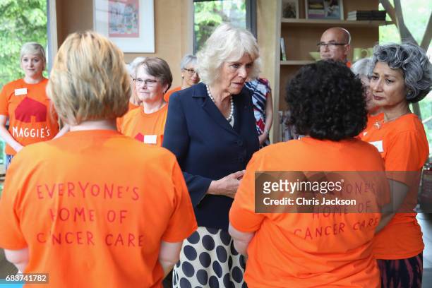 Camilla, Duchess of Cornwall visits Maggie's Oxford to see how the Centre supports people with cancer on May 16, 2017 in Oxford, England. During her...