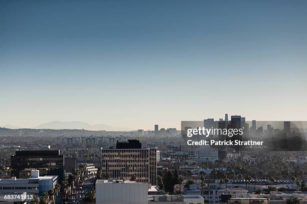 high angle view of cityscape against clear sky, beverly hills, california, usa - beverly hills california fotografías e imágenes de stock