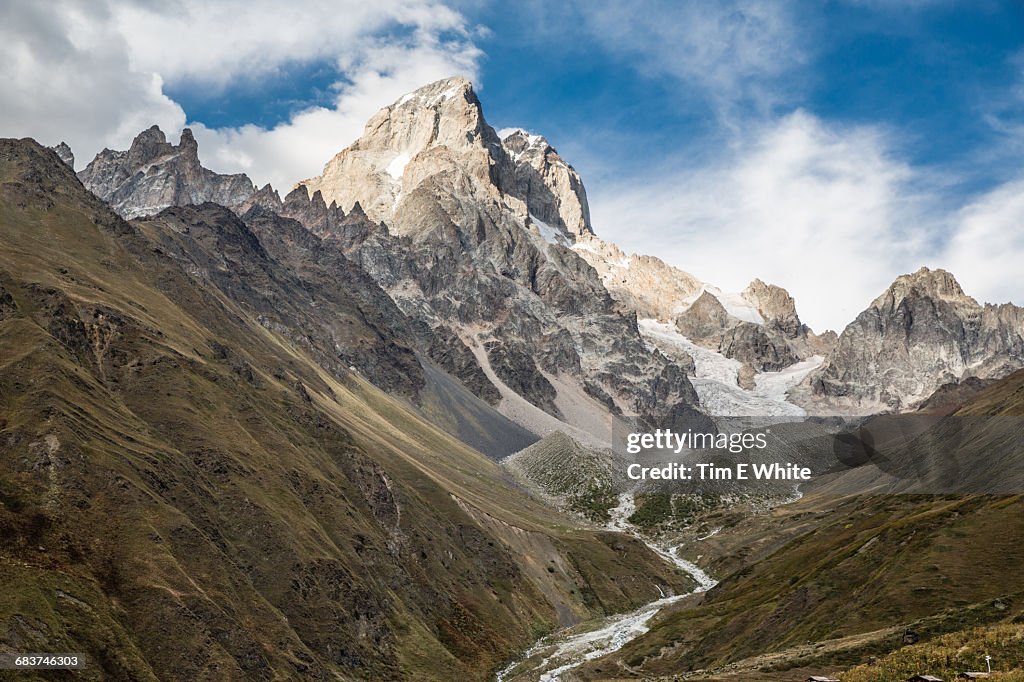 Valley and mountain landscape, Ushba, Svaneti, Georgia