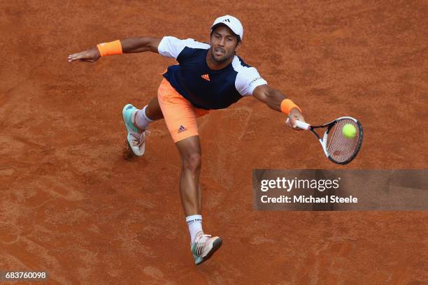 Fernando Verdasco of Spain stretches for a return during his second round match against David Goffin of Belgium on Day Three of The Internazionali...