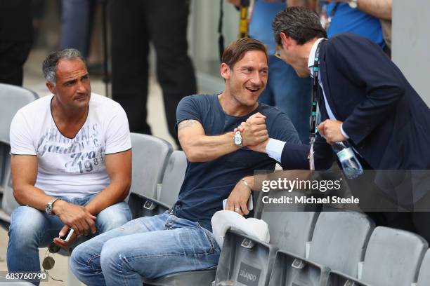 Francesco Totti legend of AS Roma attends the men's second round match between Fernando Verdasco of Spain and David Goffin of Belgium on Day Three of...