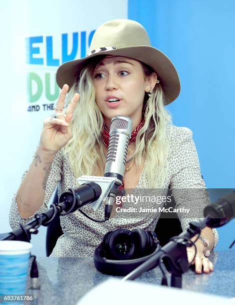 Miley Cyrus visits "The Elvis Duran Z100 Morning Show" at Z100 Studio on May 16, 2017 in New York City.